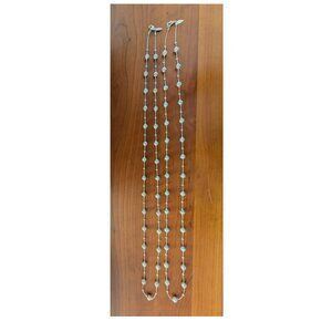 Coldwater Creek Pair of Long Sparkly Silver Chains with Lobster Clasps